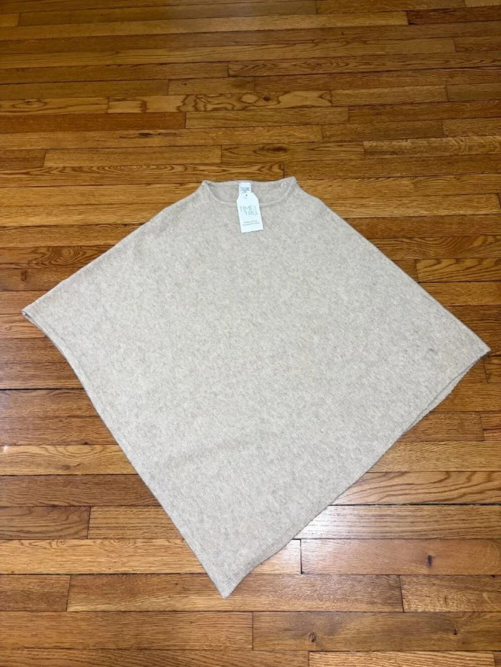 Time and Tru Women's Poncho Size L/XL Oatmeal Beige Polyester Wool NWT $25